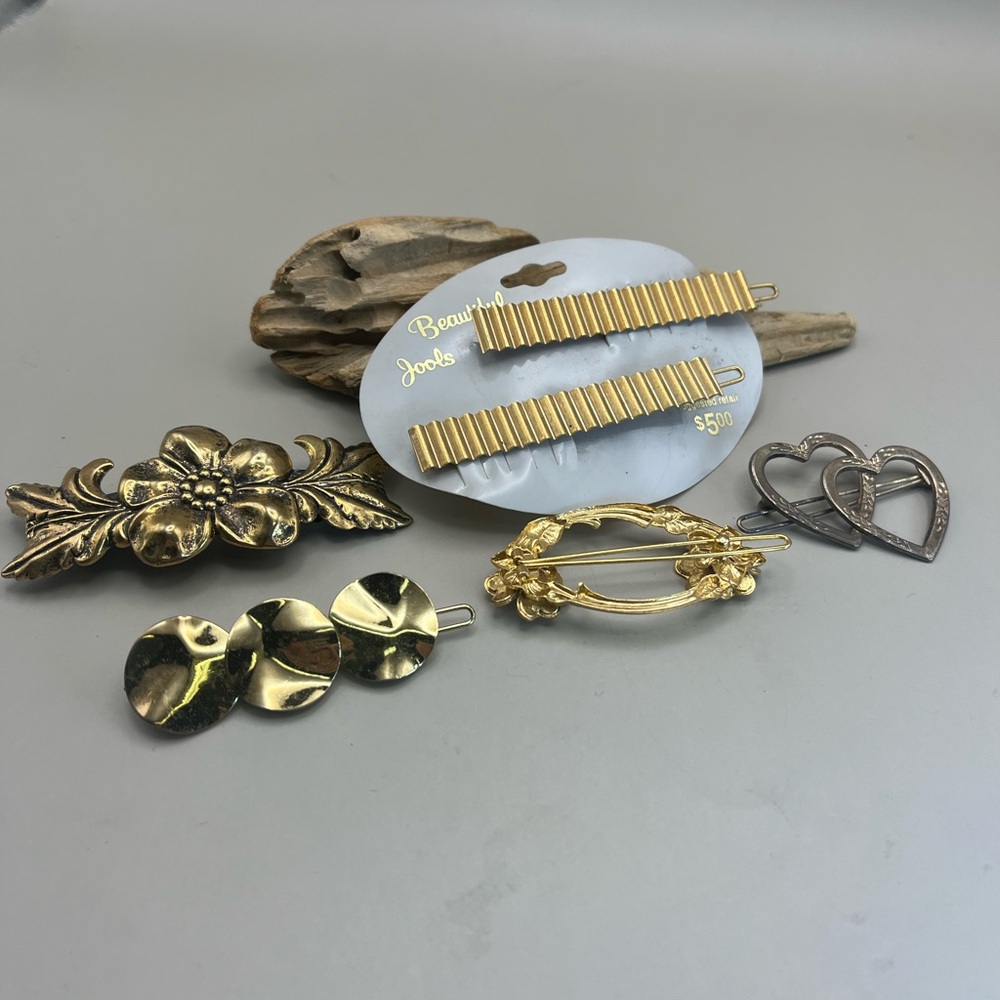 Gold and Silver Vintage Hair Barrette Set